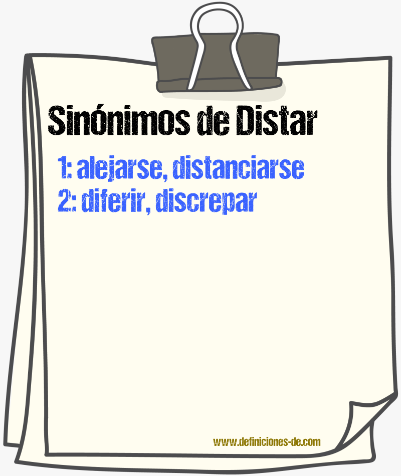 Sinnimos de distar