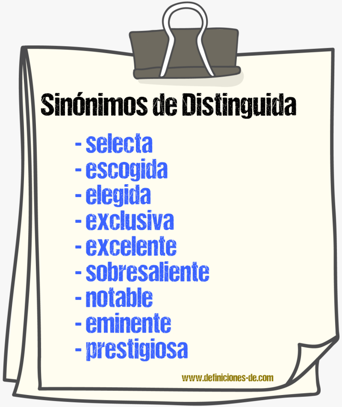 Sinónimos de distinguida