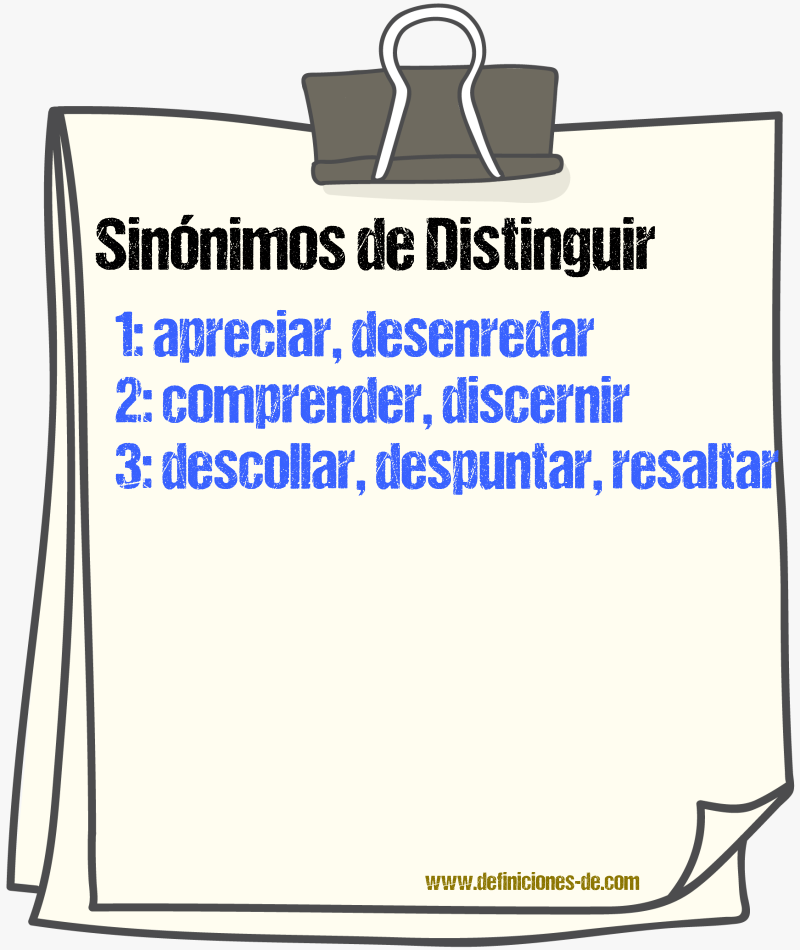 Sinnimos de distinguir