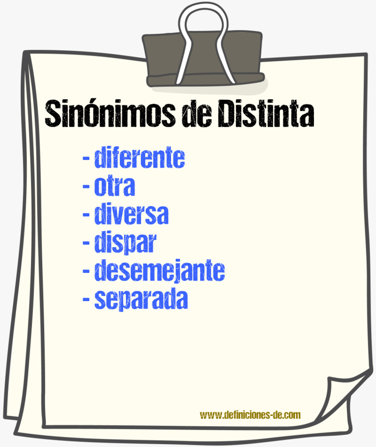 Sinónimos de distinta