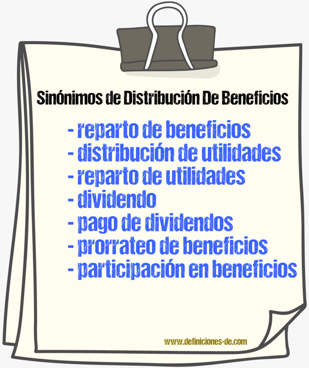 Sinónimos de distribución de beneficios