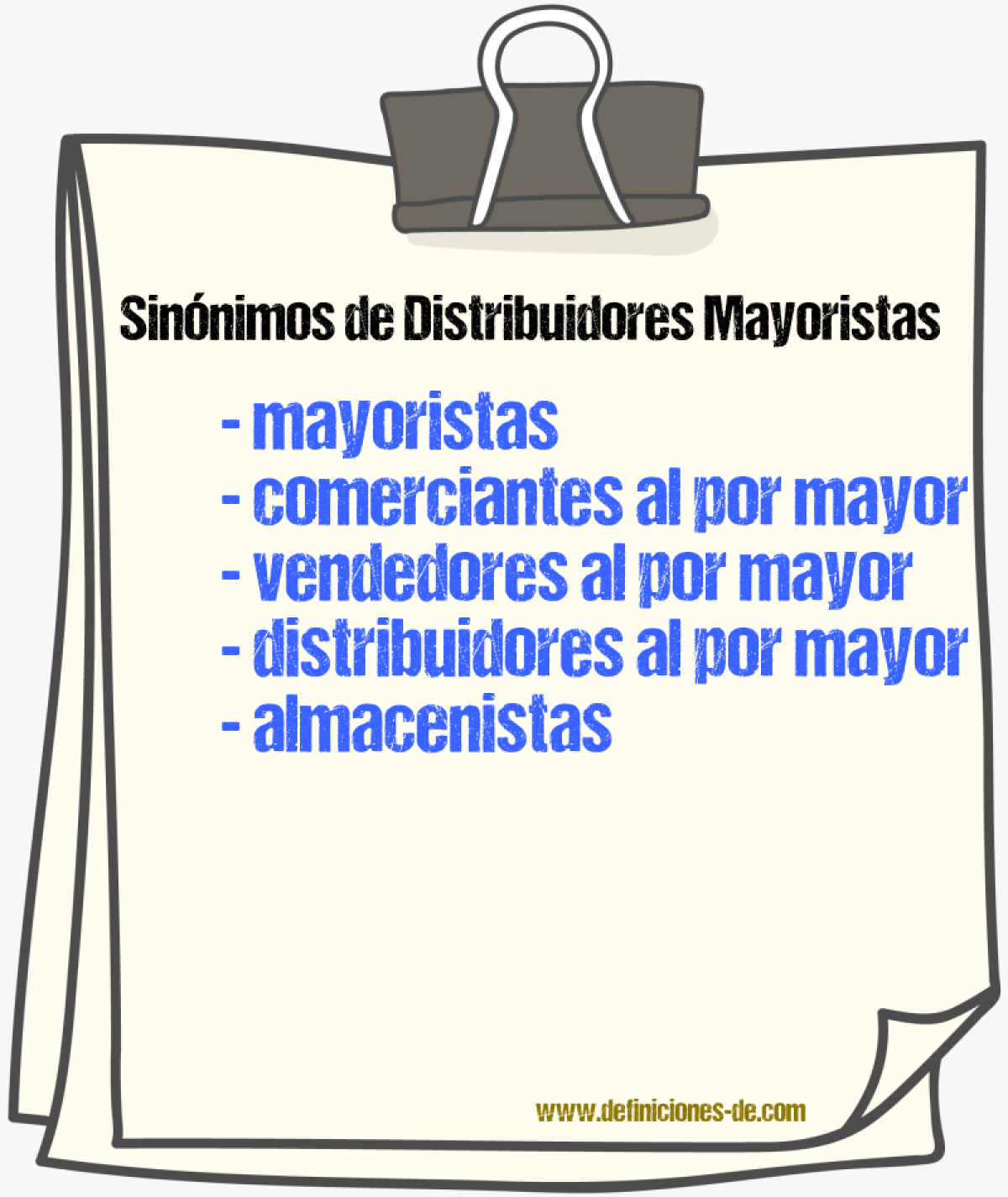Sinónimos de distribuidores mayoristas