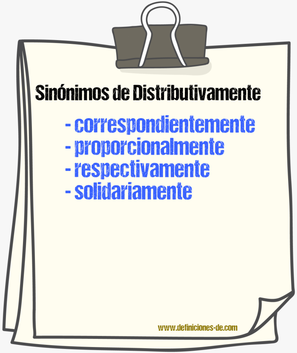 Sinnimos de distributivamente