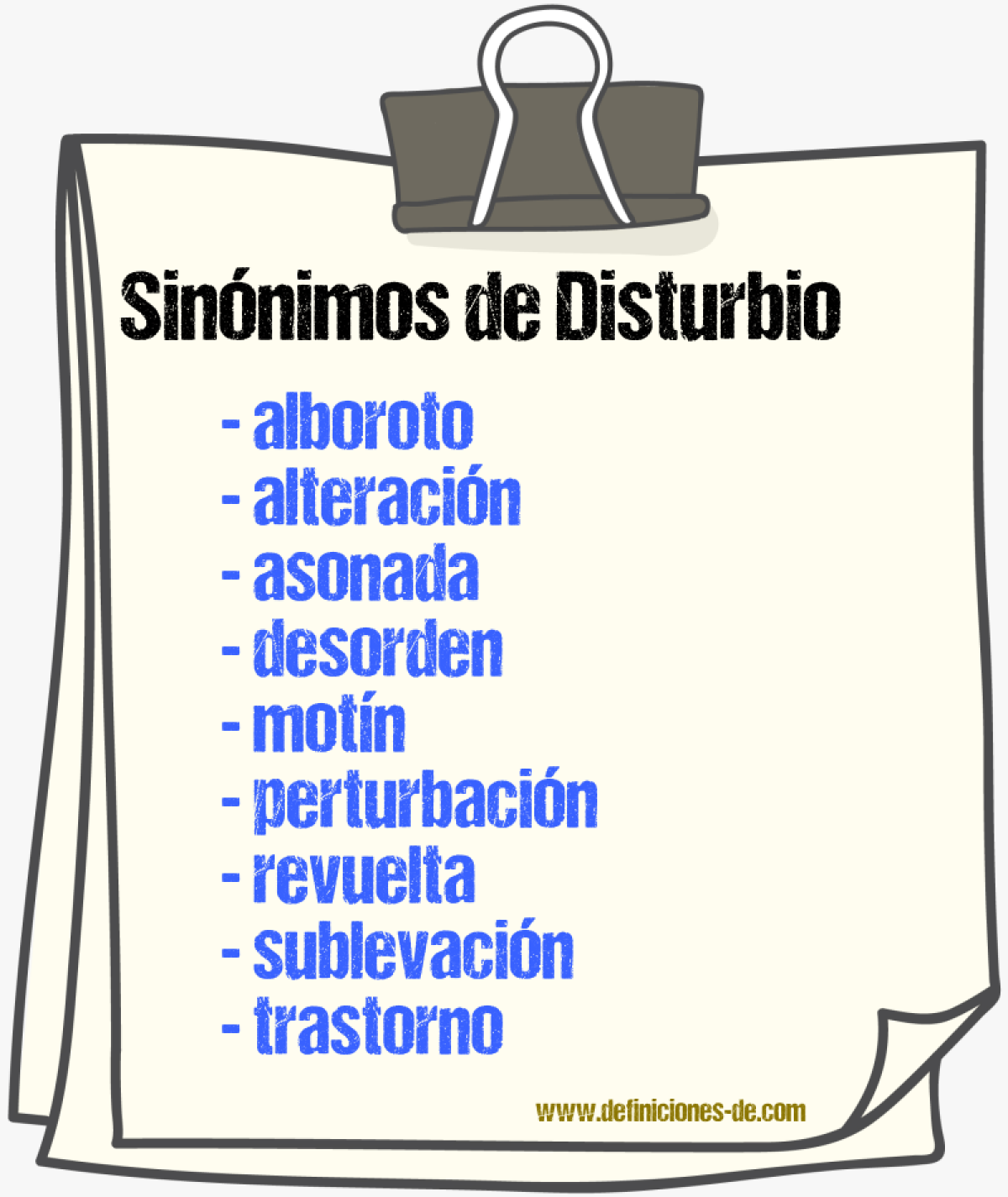 Sinnimos de disturbio