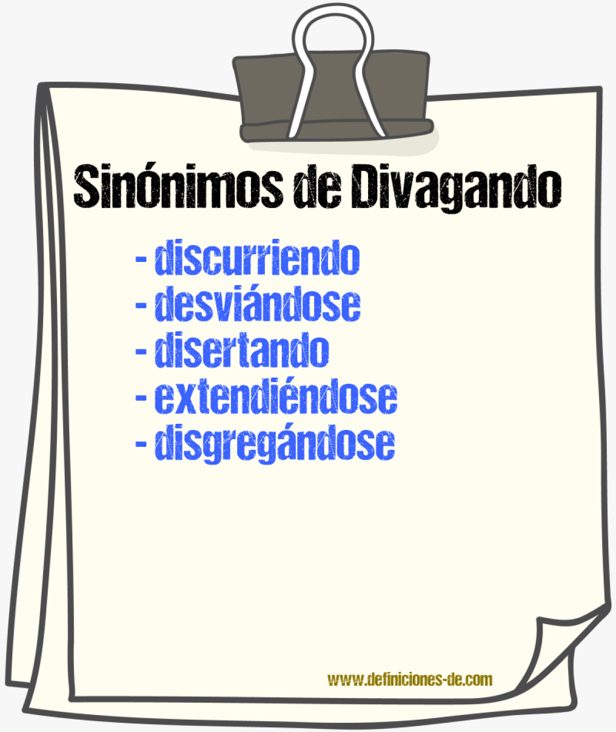 Sinónimos de divagando