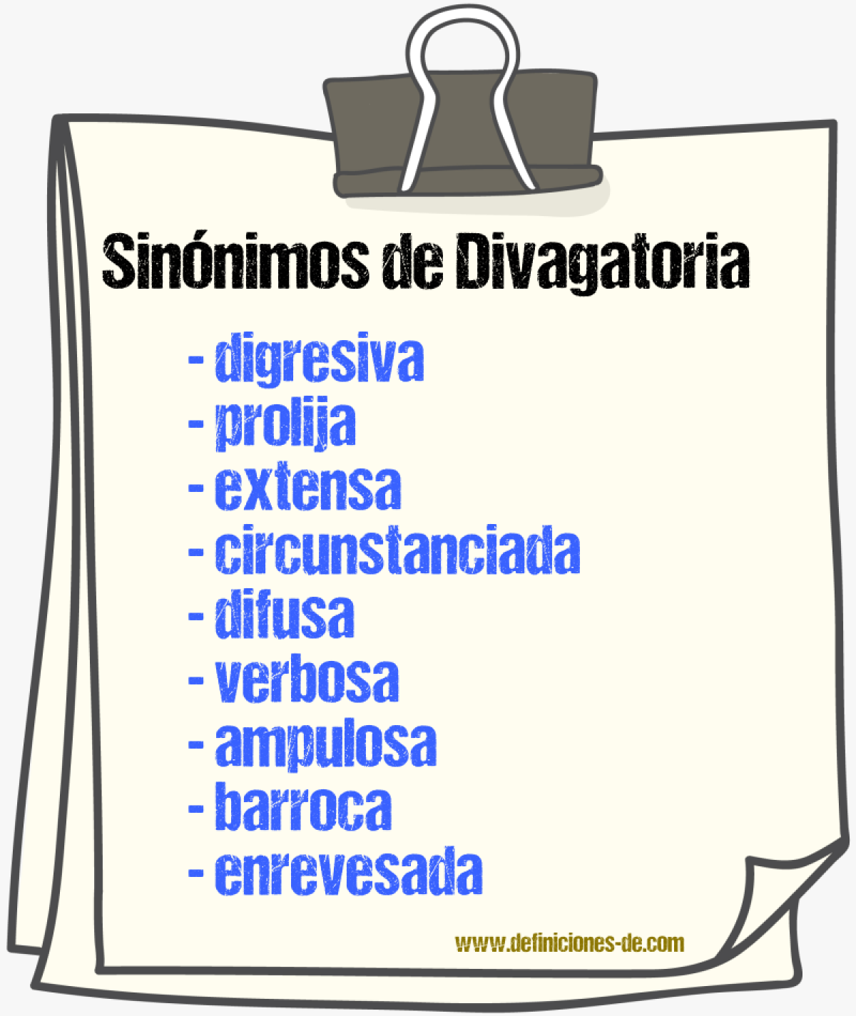 Sinónimos de divagatoria