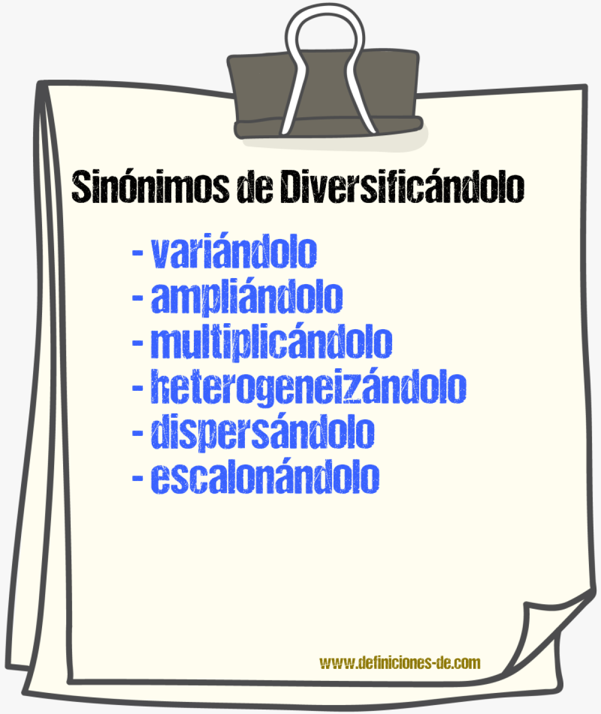 Sinónimos de diversificándolo