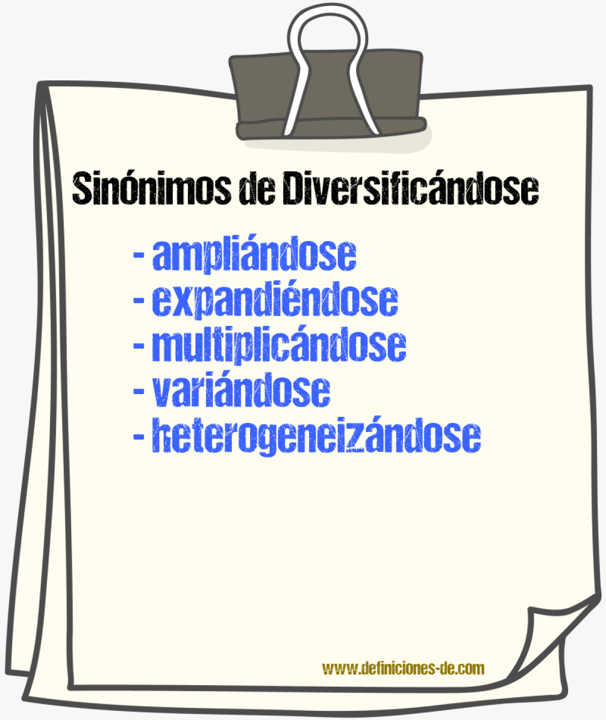 Sinónimos de diversificándose