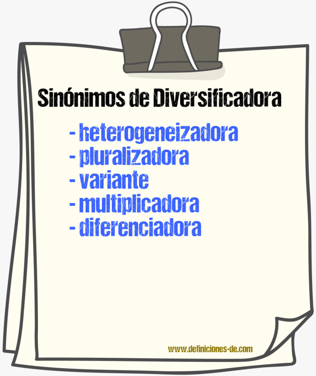 Sinónimos de diversificadora