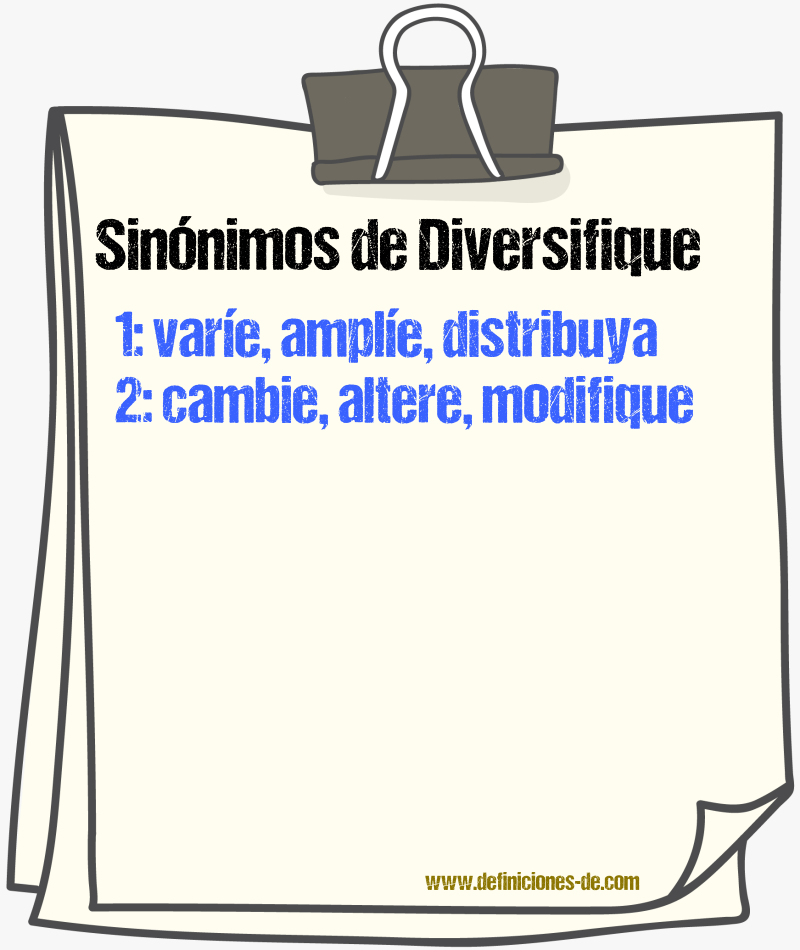 Sinónimos de diversifique