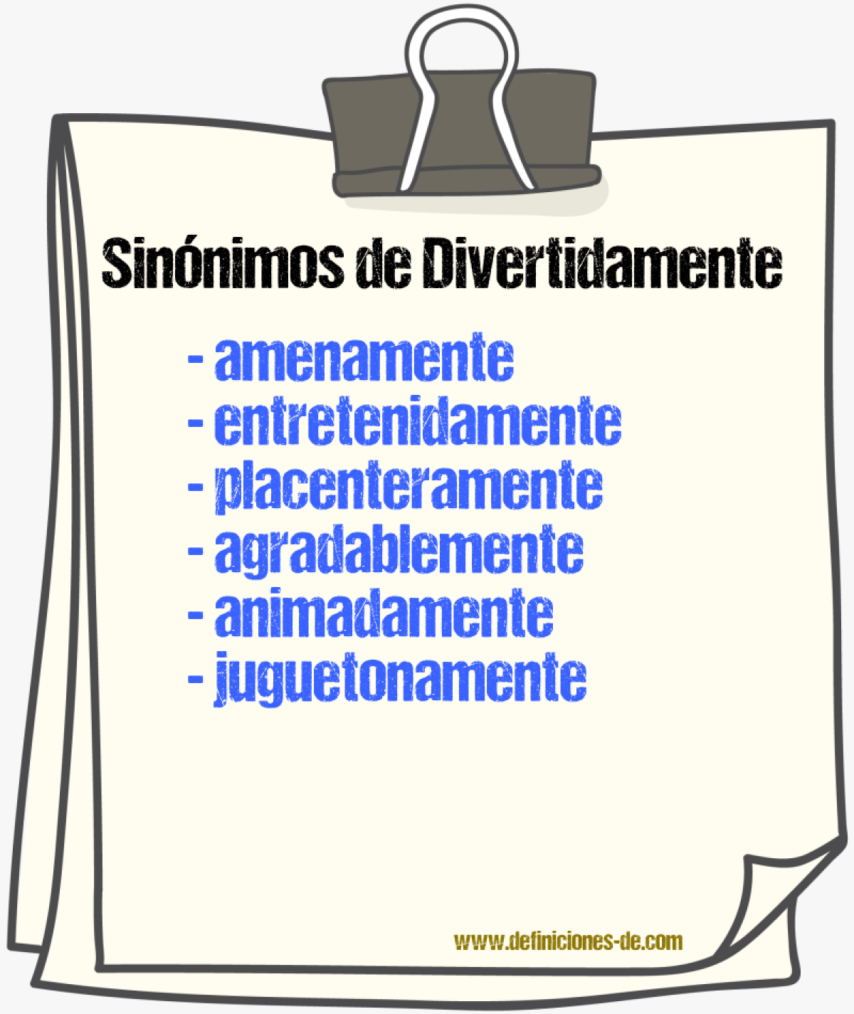 Sinónimos de divertidamente