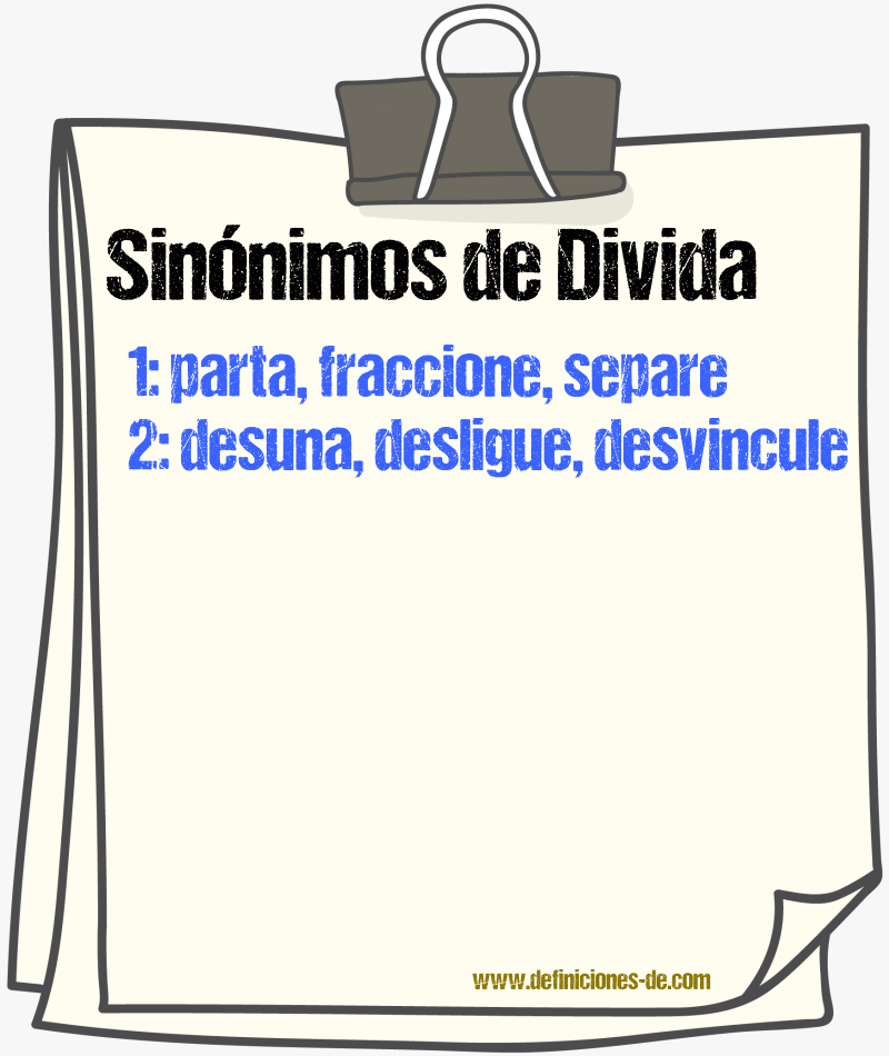 Sinónimos de divida