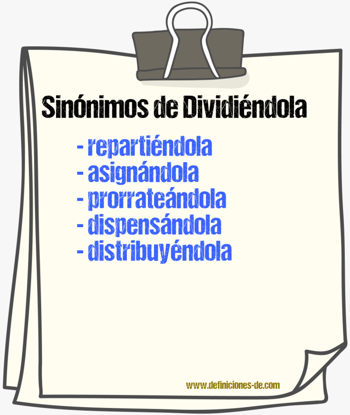 Sinónimos de dividiéndola