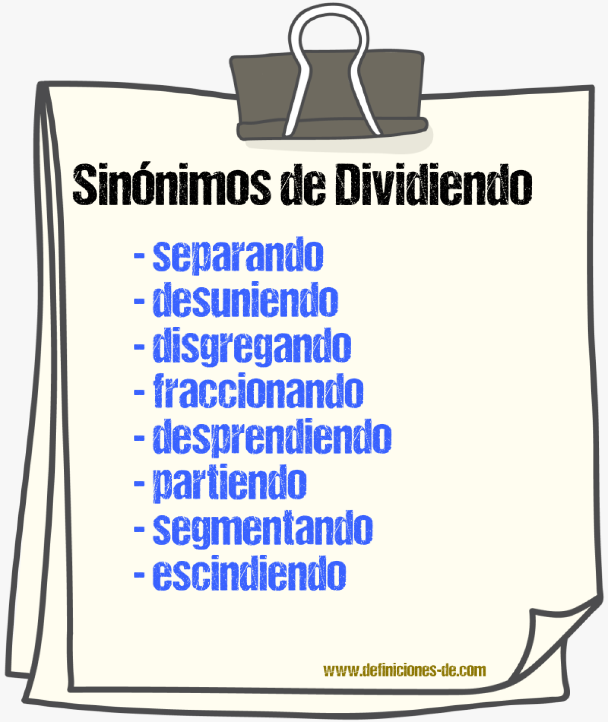 Sinónimos de dividiendo