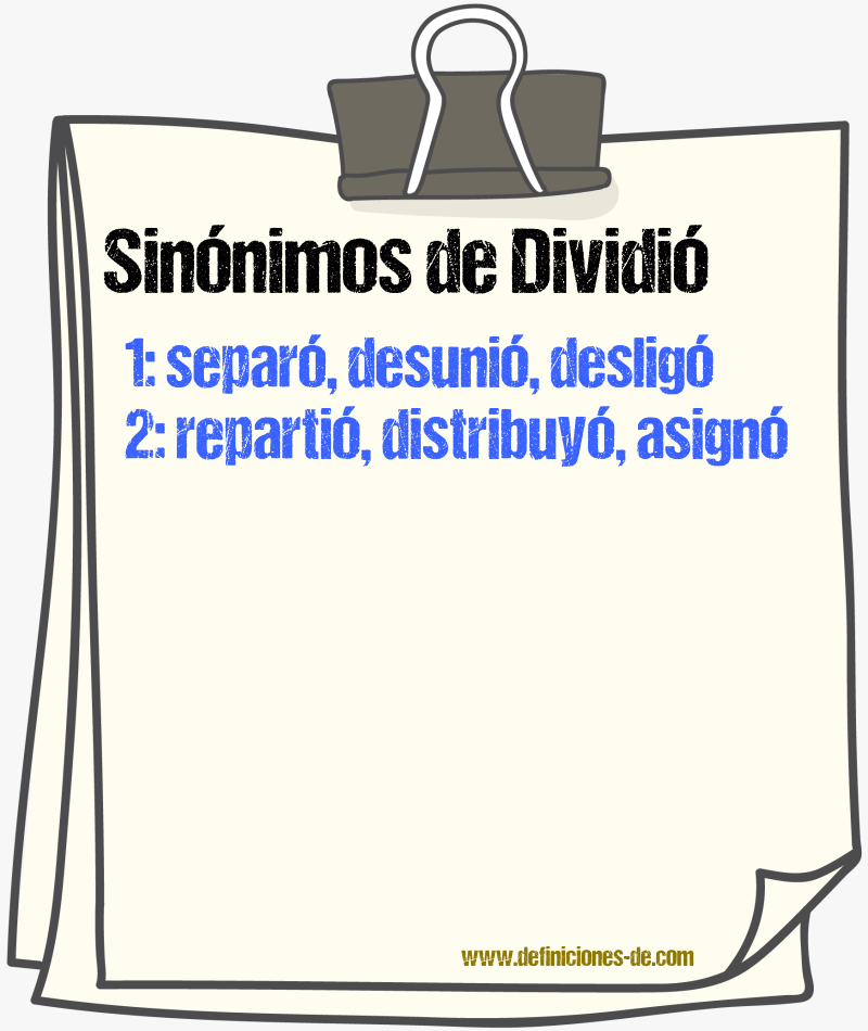 Sinónimos de dividió