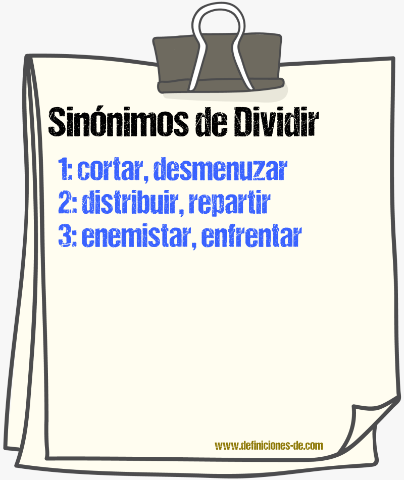 Sinnimos de dividir