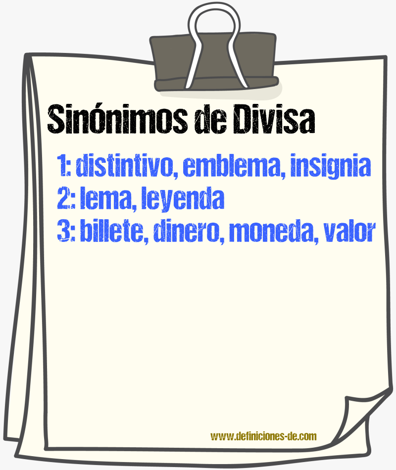 Sinnimos de divisa