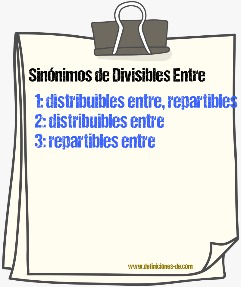 Sinónimos de divisibles entre