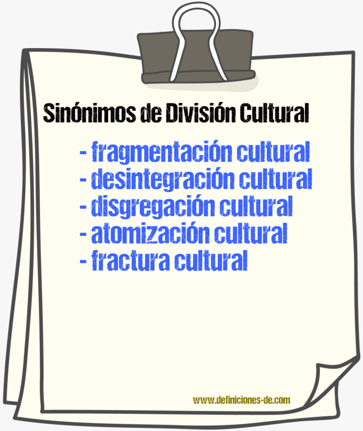 Sinónimos de división cultural