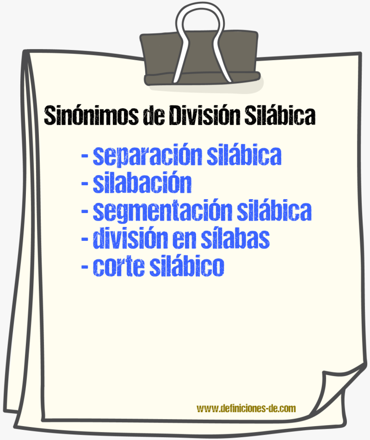 Sinónimos de división silábica