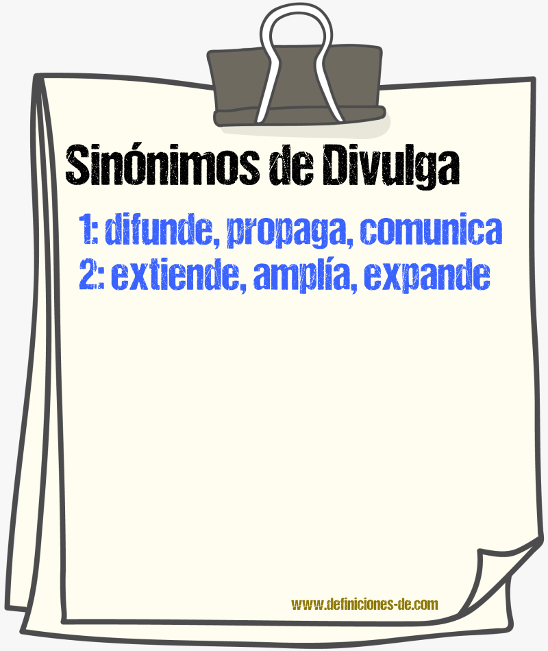 Sinónimos de divulga