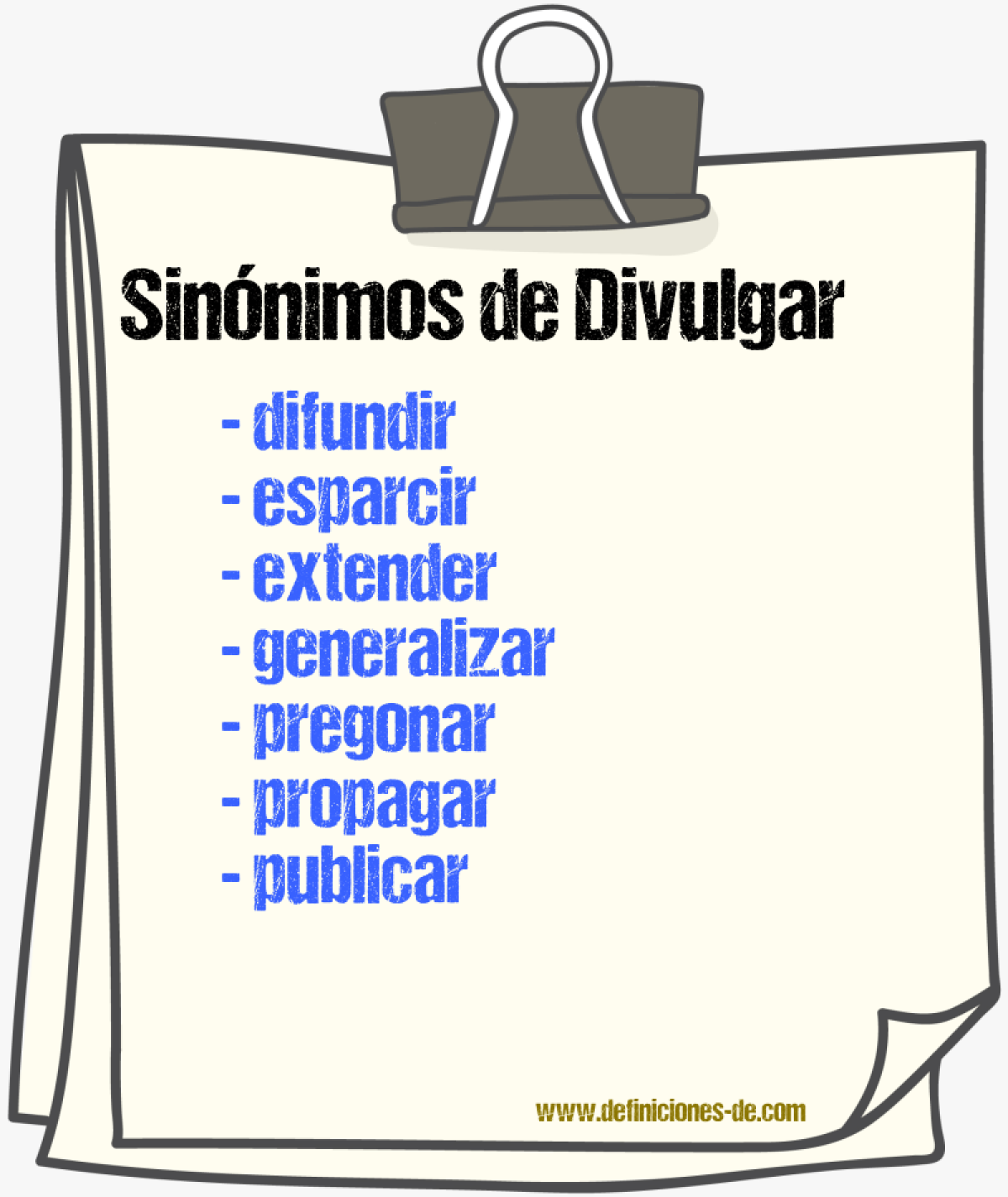 Sinnimos de divulgar