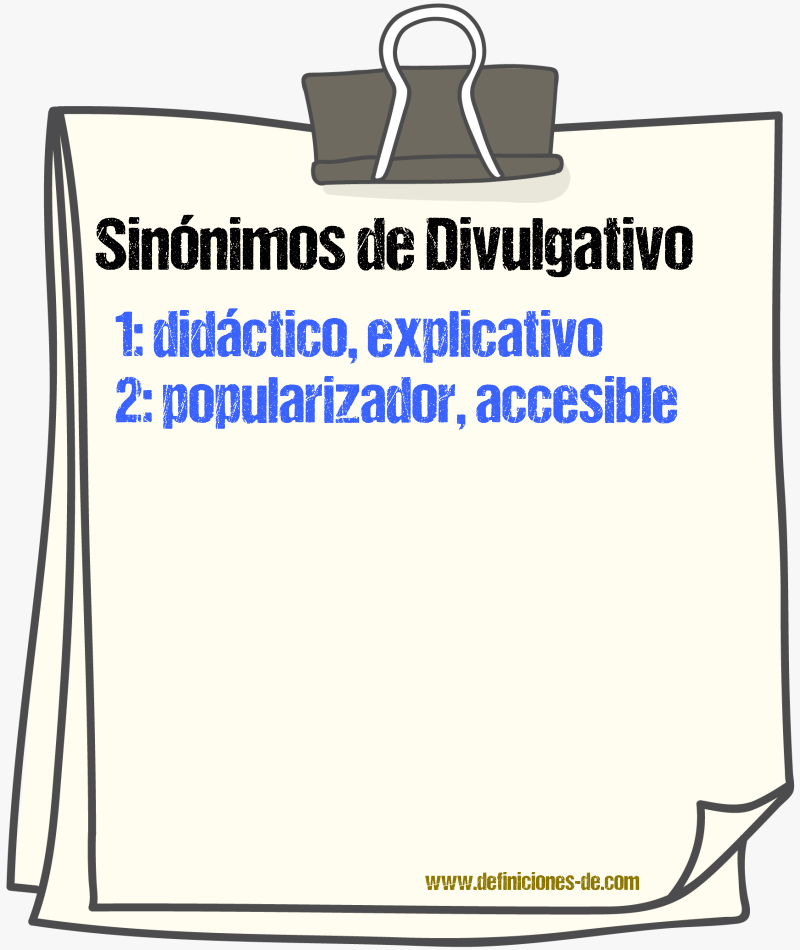 Sinónimos de divulgativo