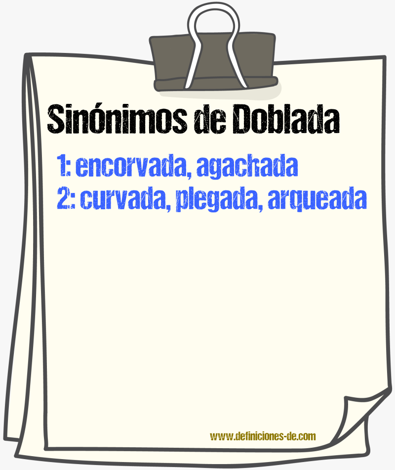 Sinónimos de doblada
