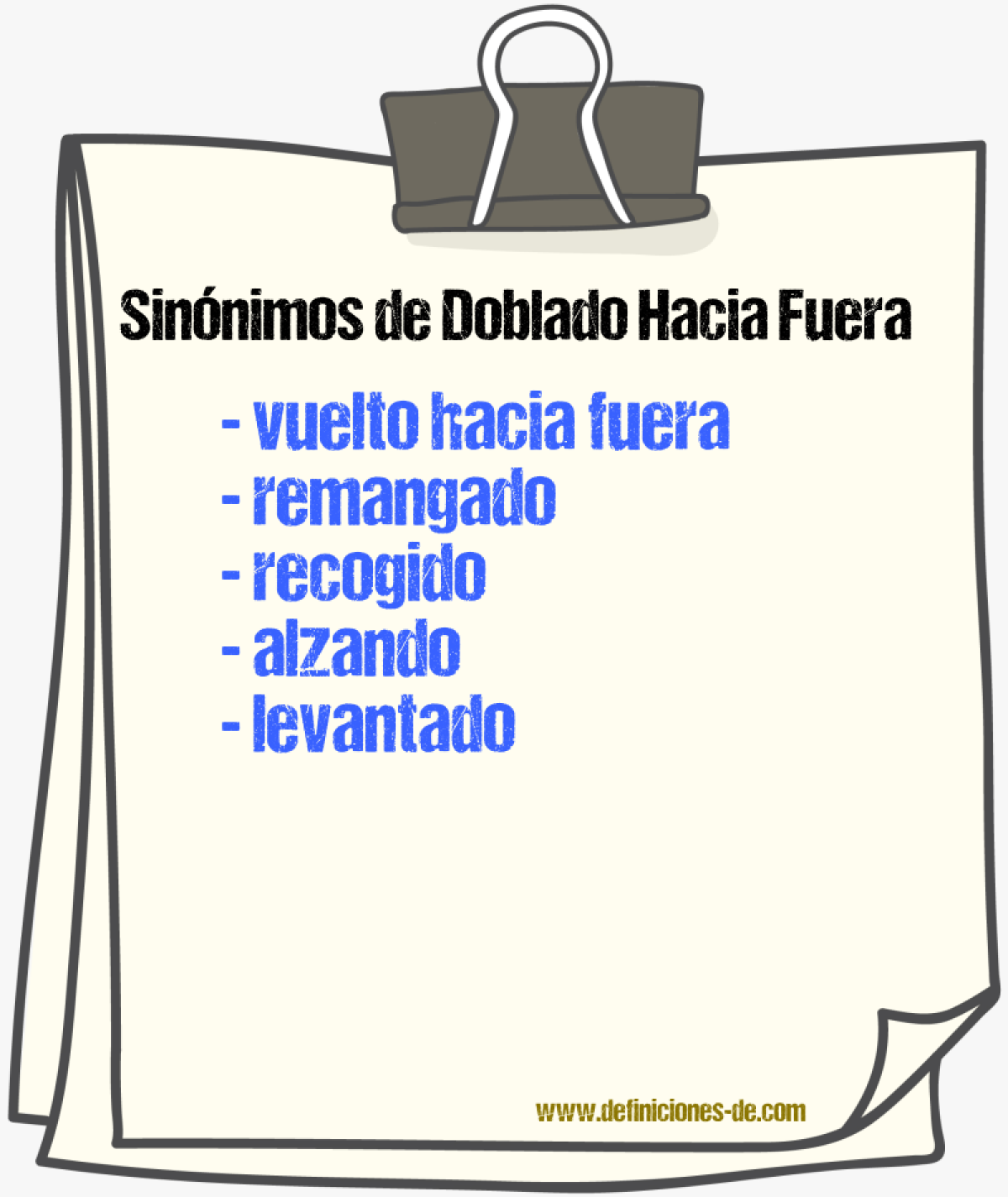 Sinónimos de doblado hacia fuera