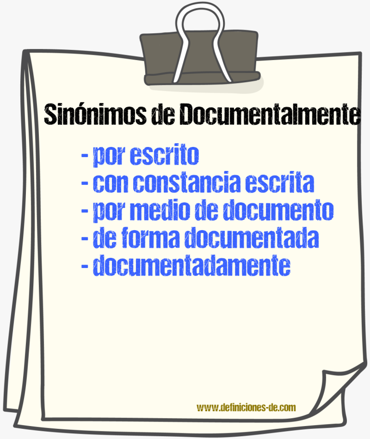 Sinónimos de documentalmente