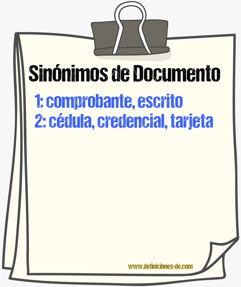 Sinónimos de documento