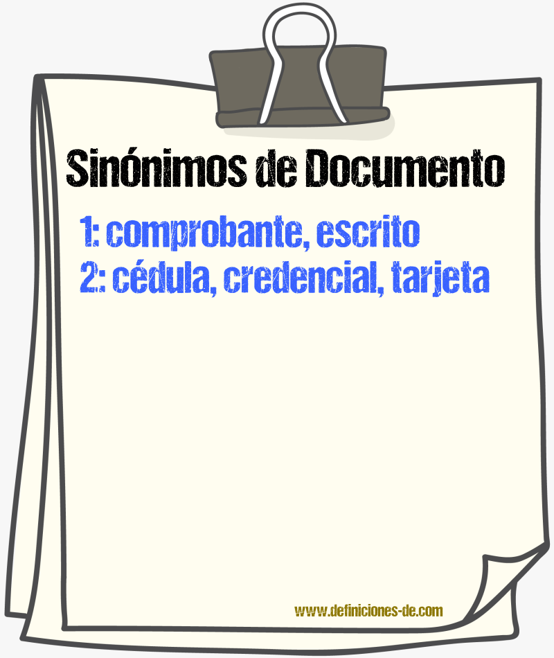 Sinnimos de documento