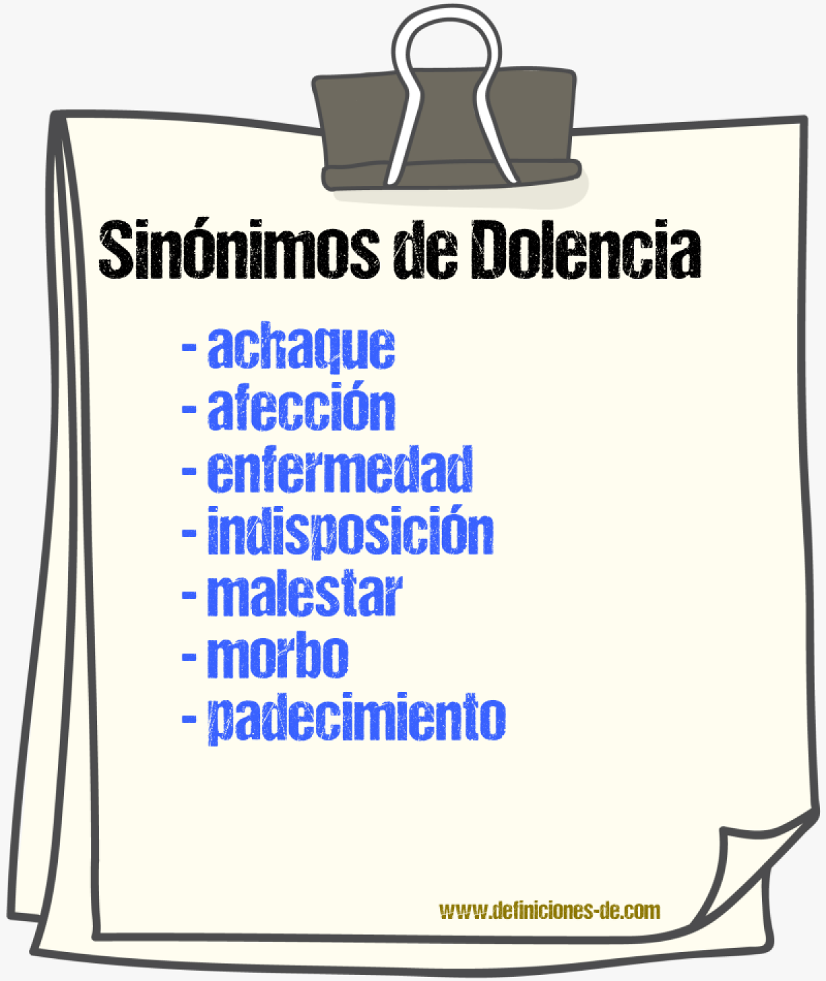 Sinnimos de dolencia