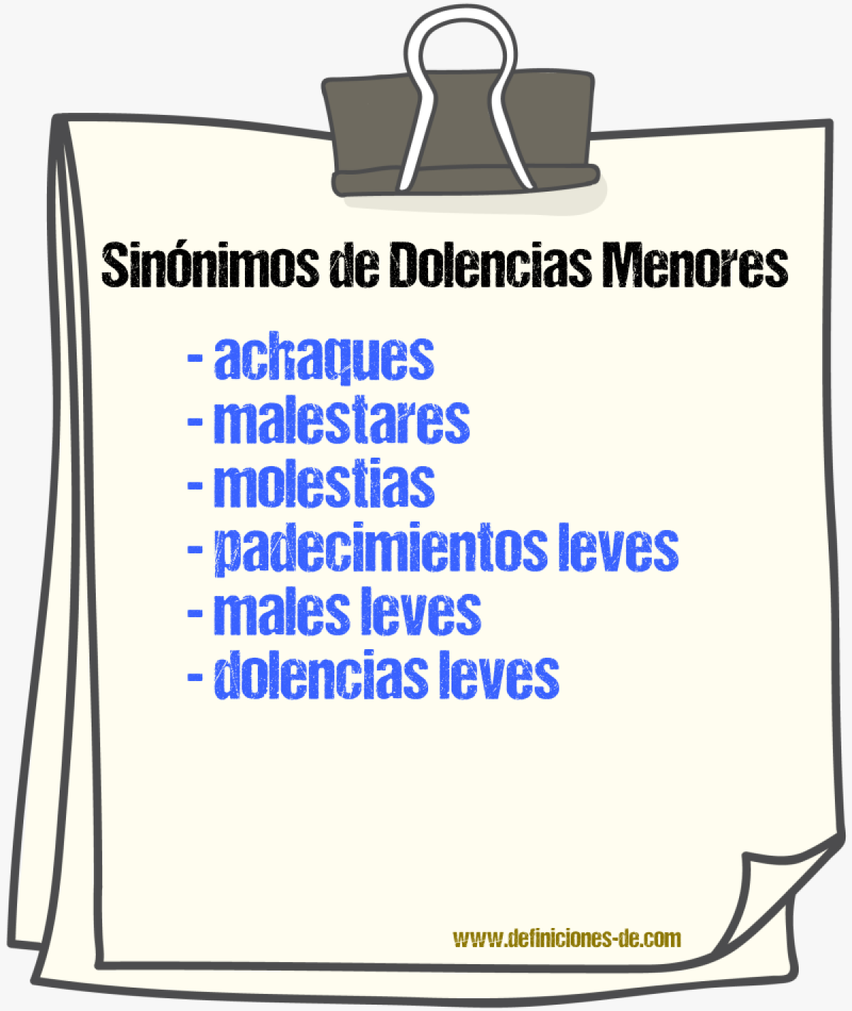 Sinónimos de dolencias menores