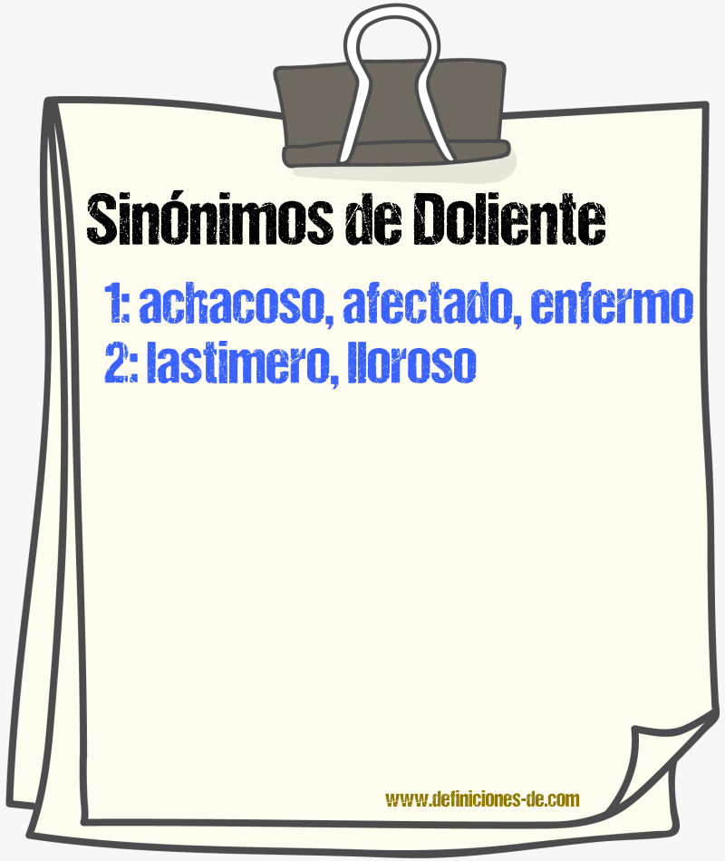 Sinnimos de doliente