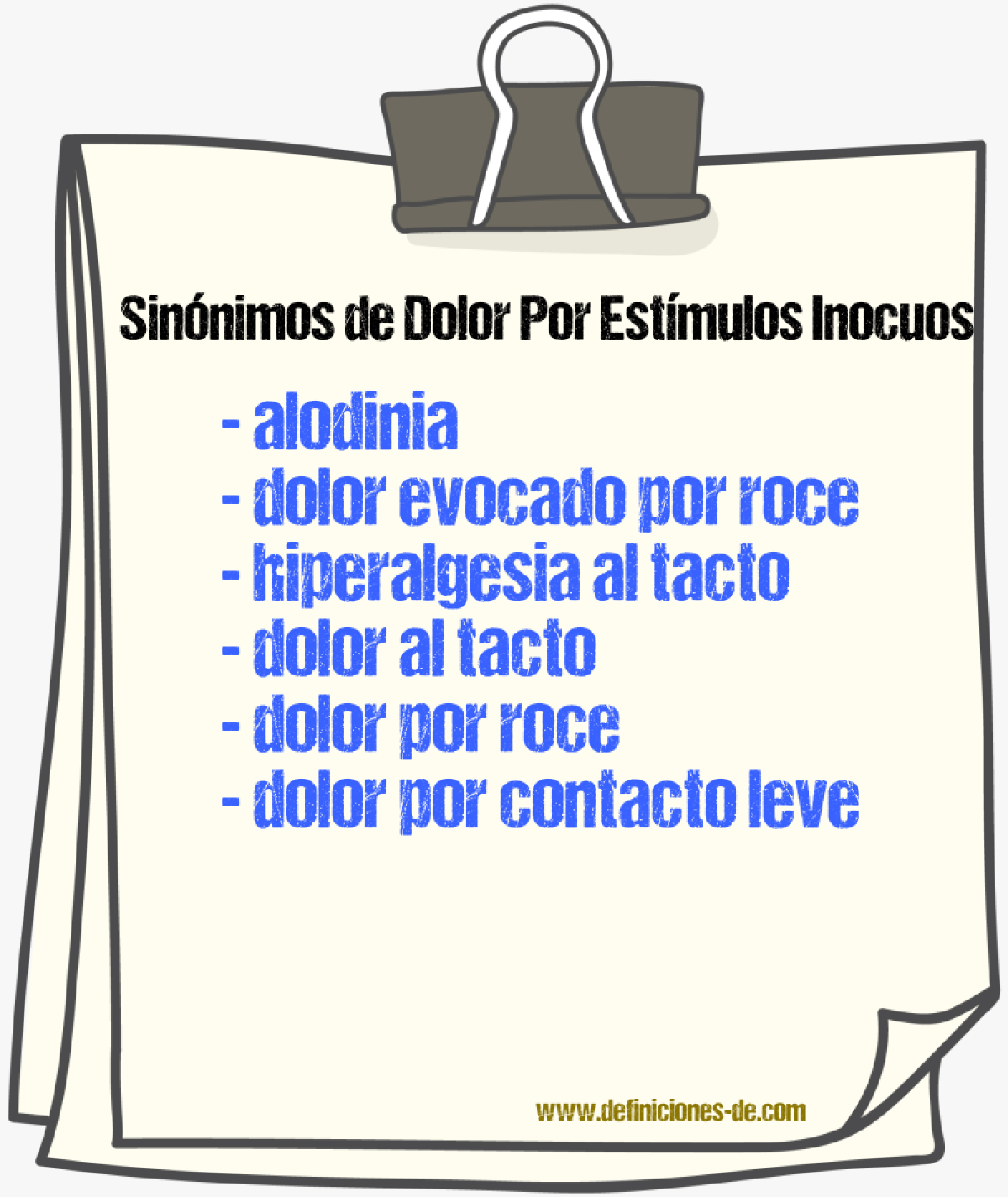 Sinónimos de dolor por estímulos inocuos