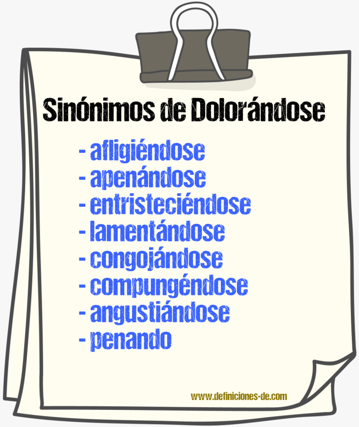 Sinónimos de dolorándose