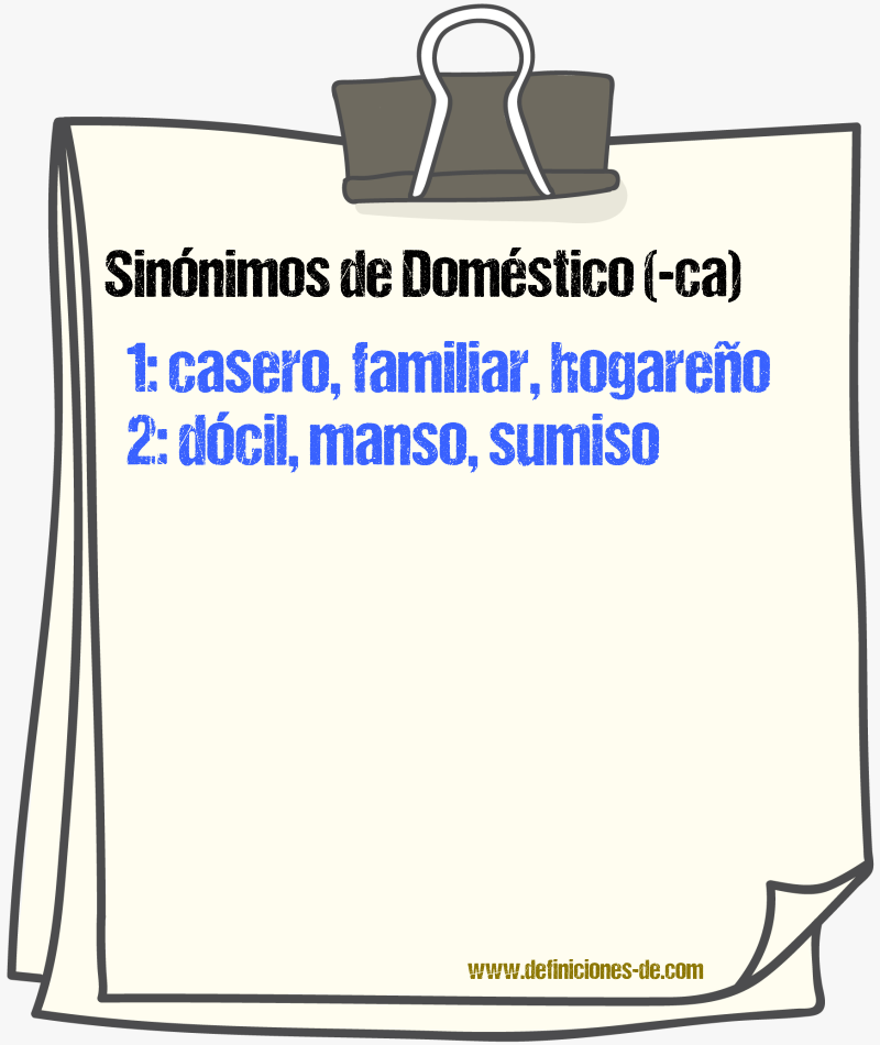 Sinnimos de domstico