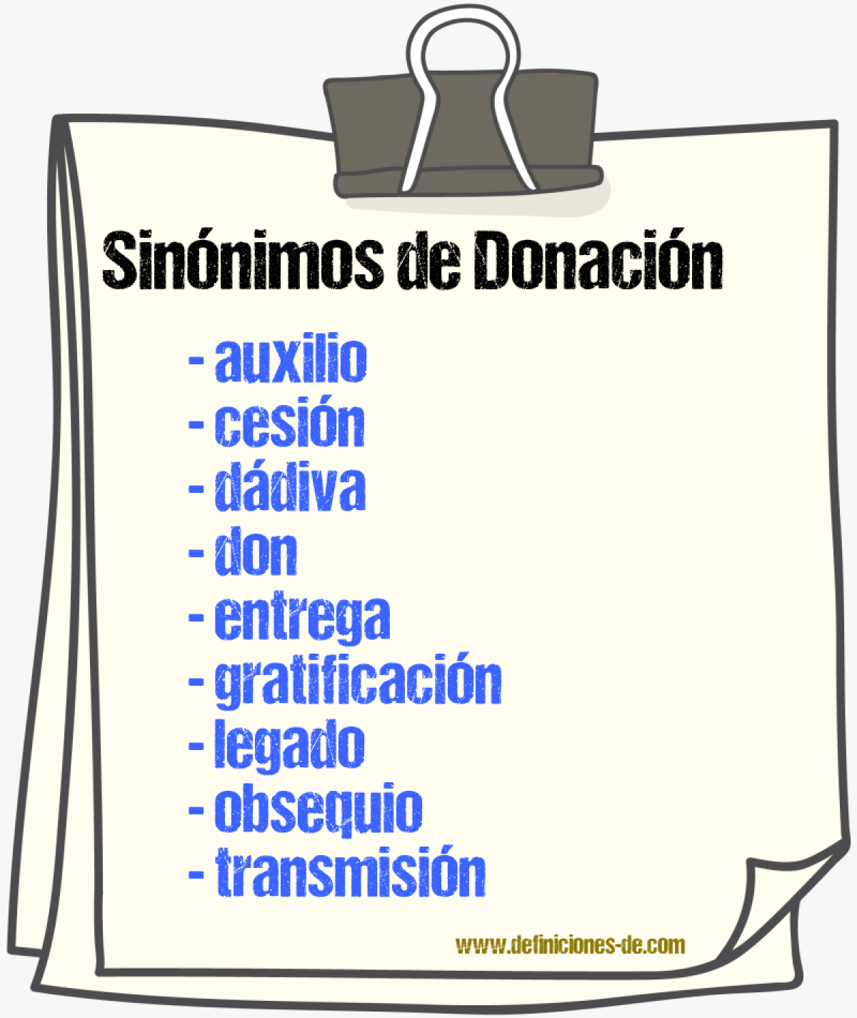 Sinónimos de donación