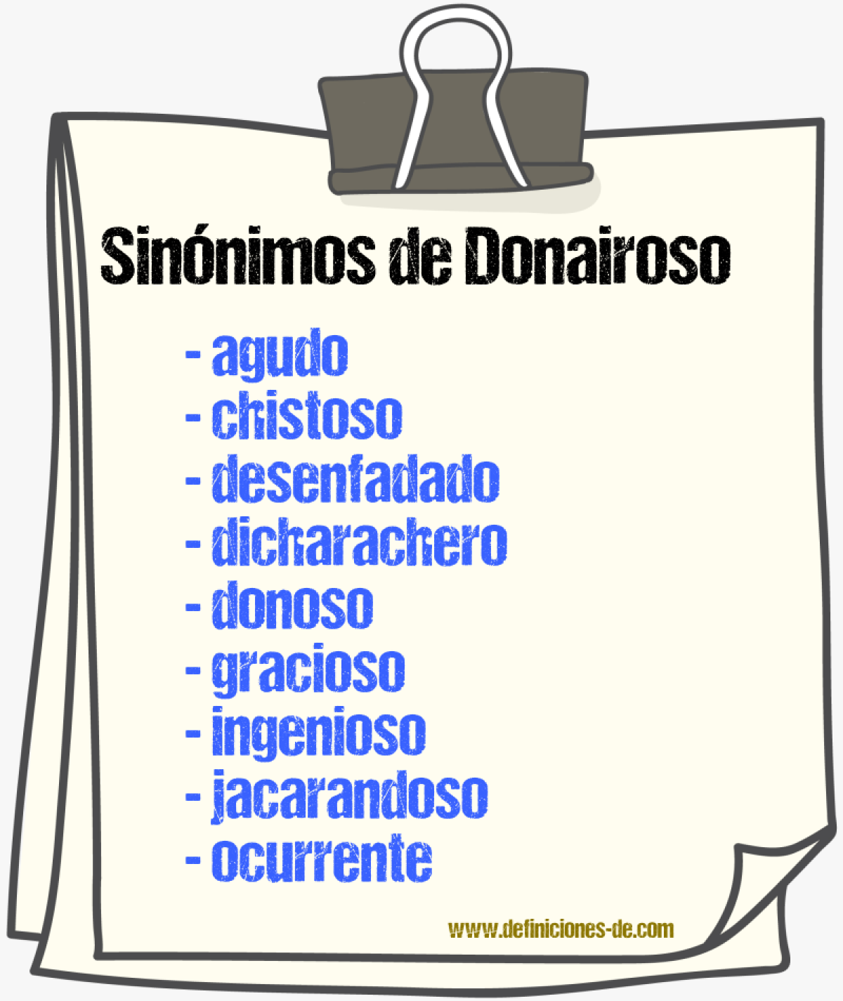 Sinnimos de donairoso