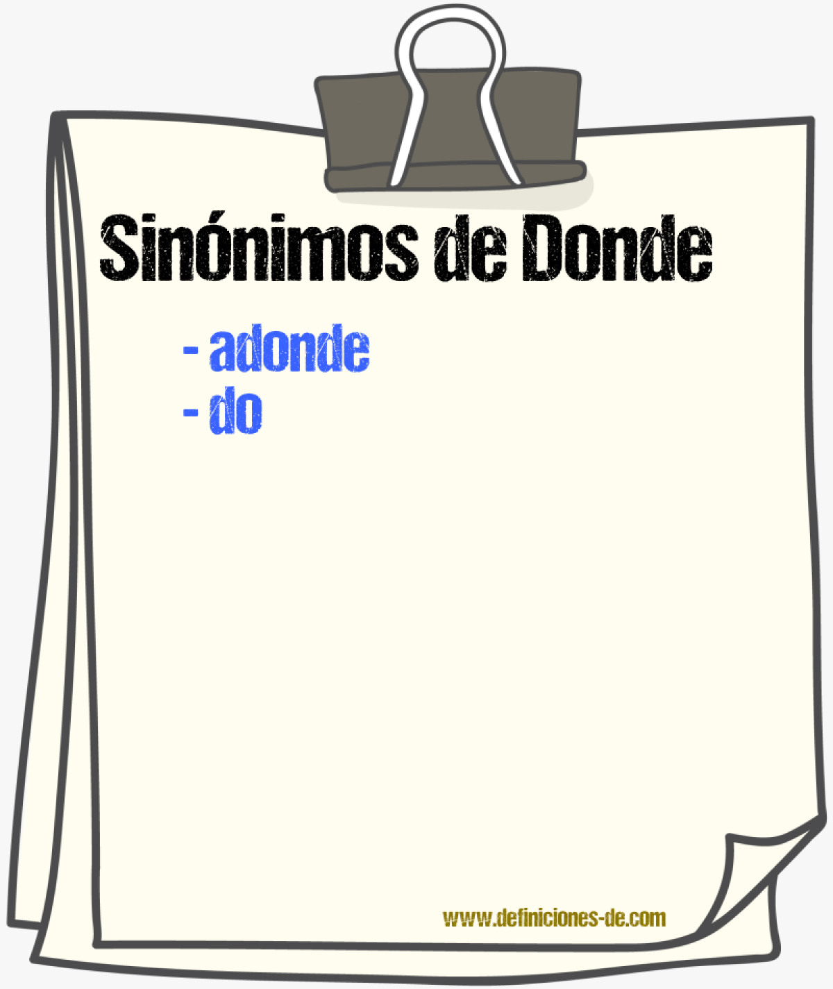 Sinnimos de donde