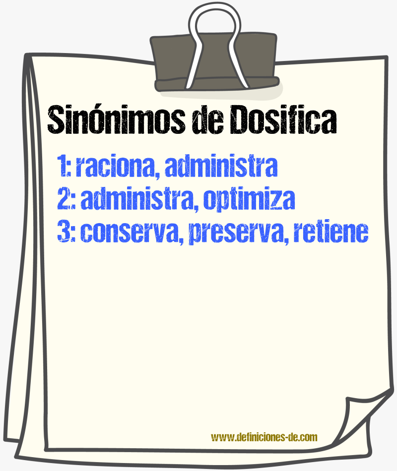 Sinónimos de dosifica