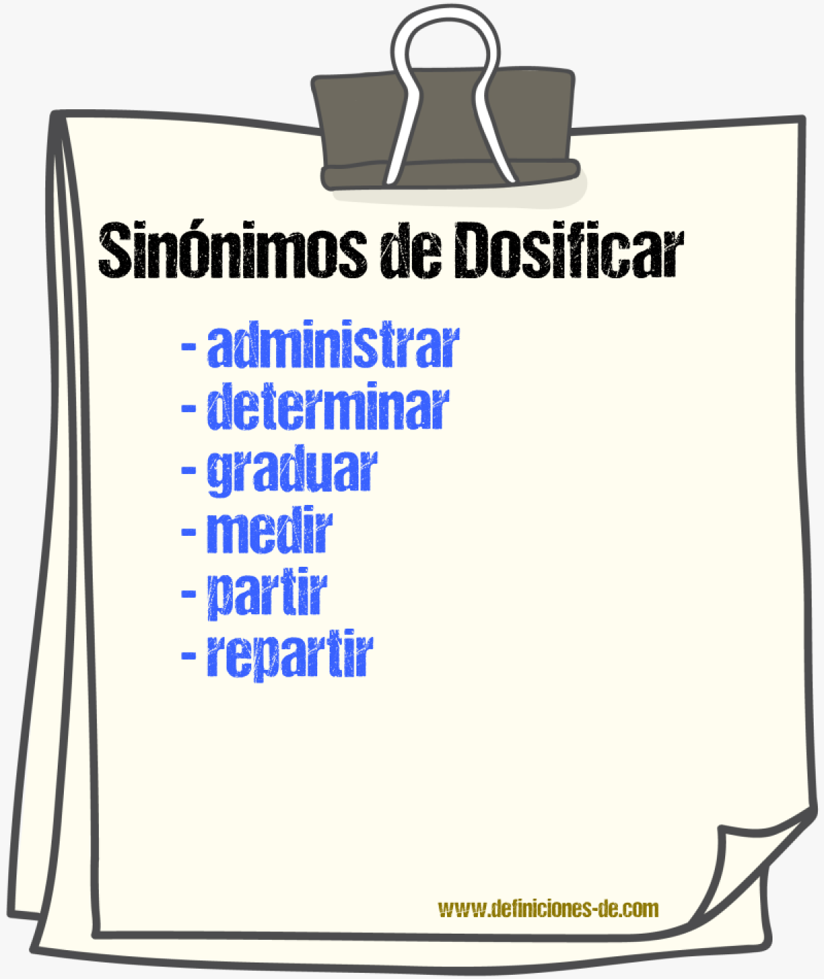 Sinnimos de dosificar