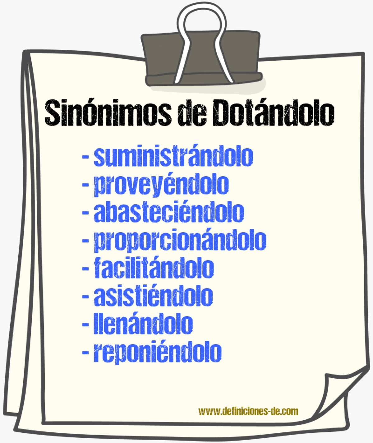 Sinónimos de dotándolo