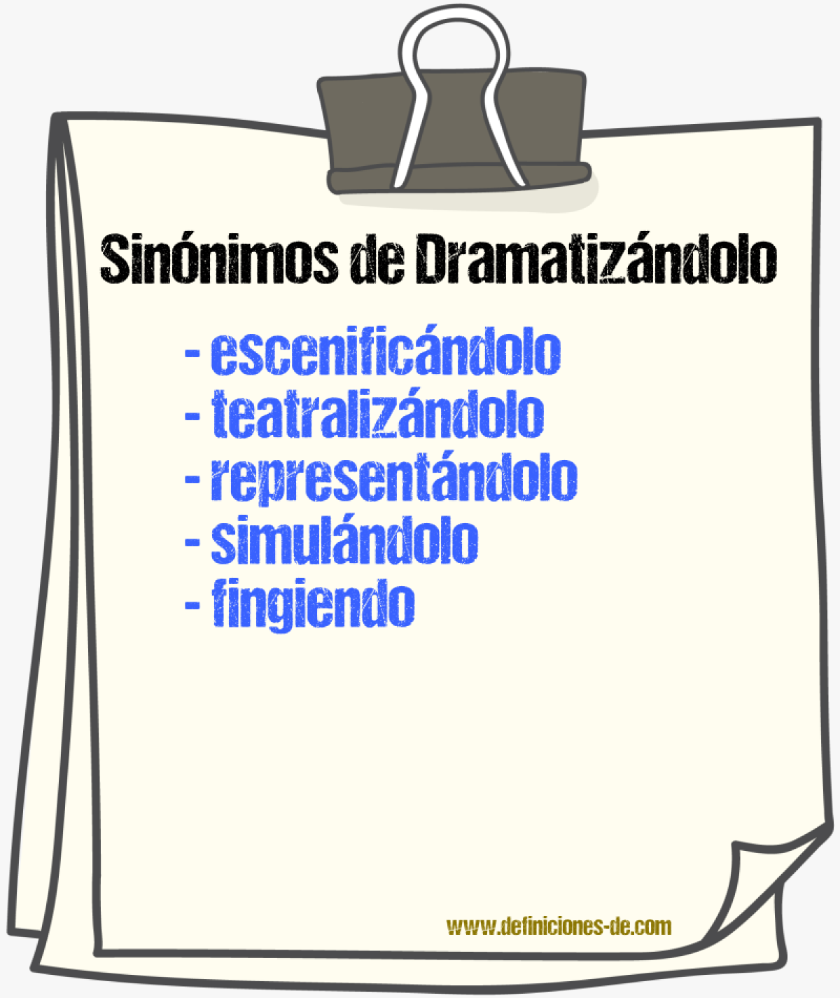 Sinónimos de dramatizándolo