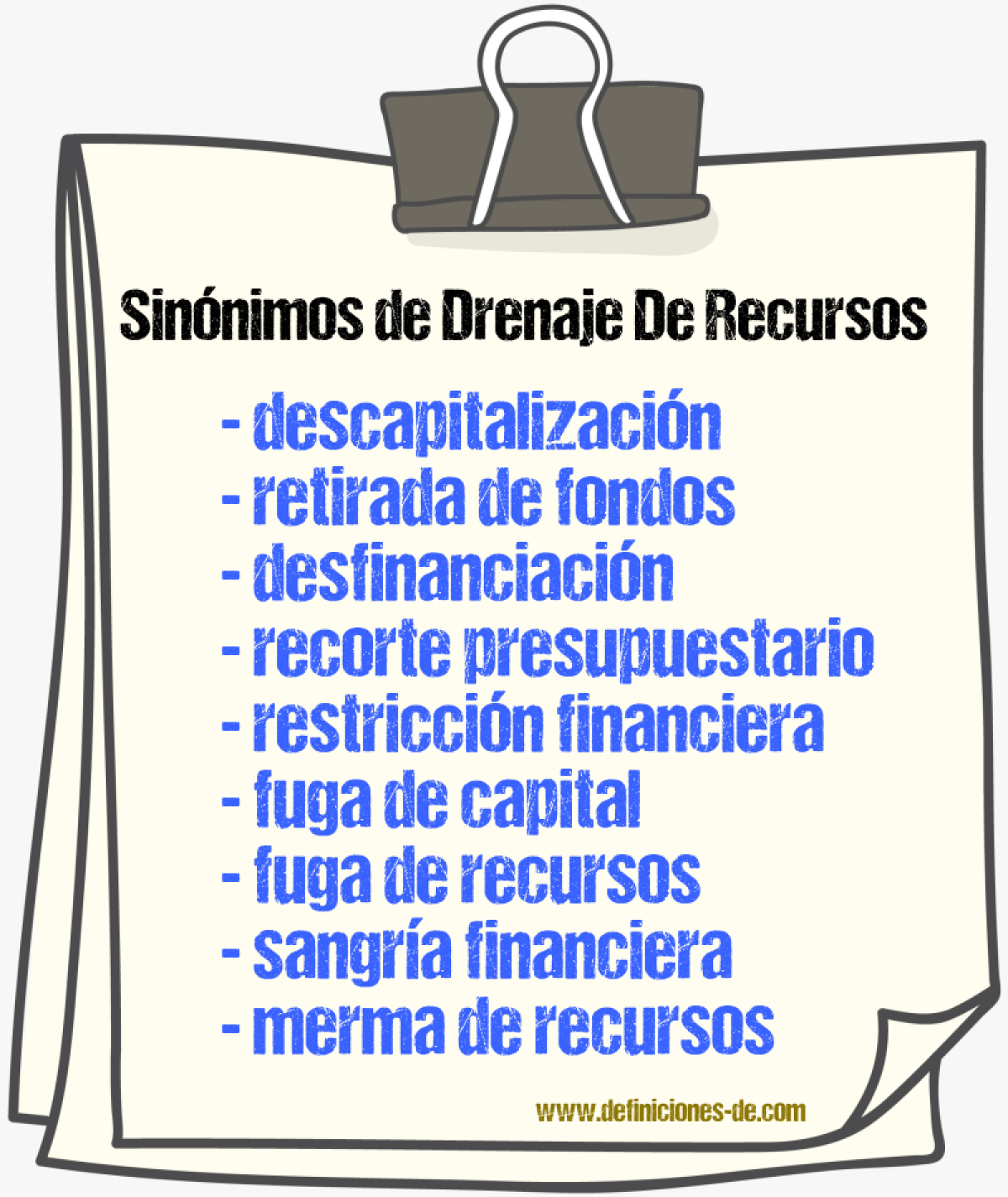 Sinónimos de drenaje de recursos