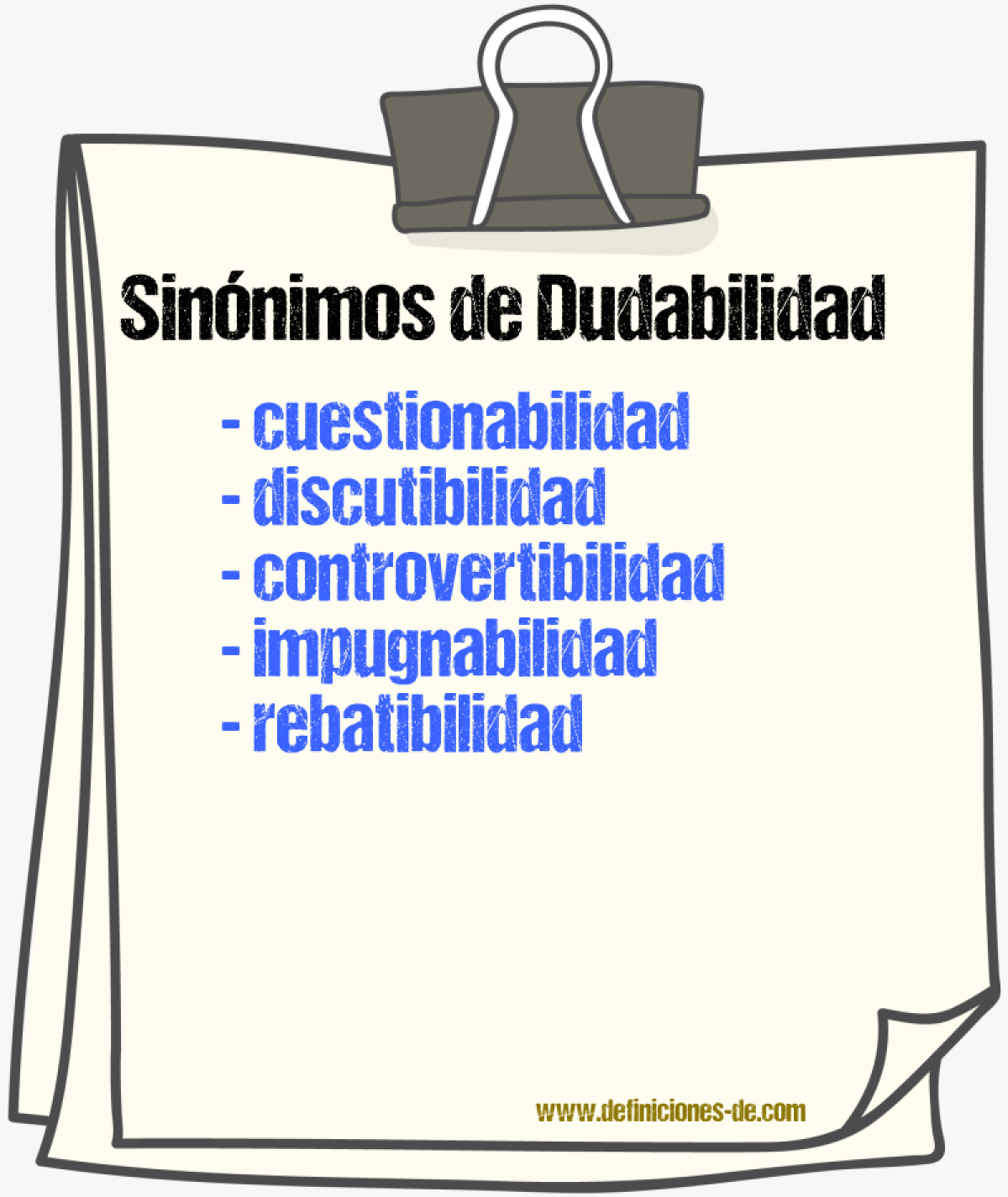Sinónimos de dudabilidad