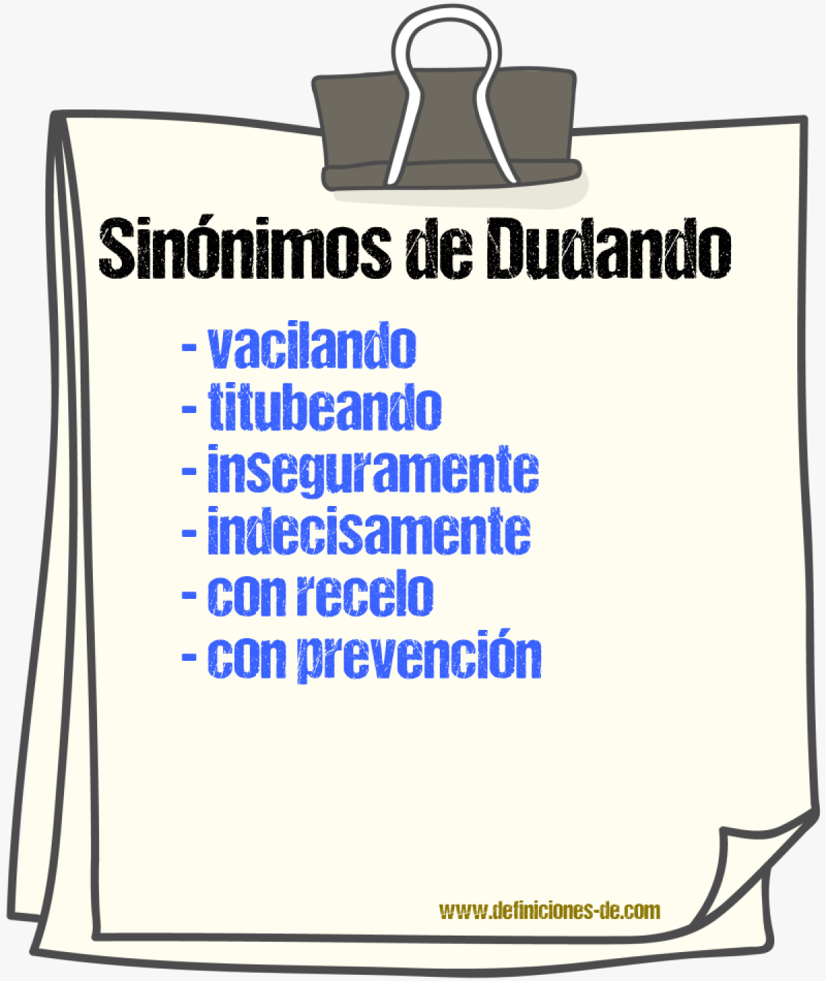 Sinónimos de dudando