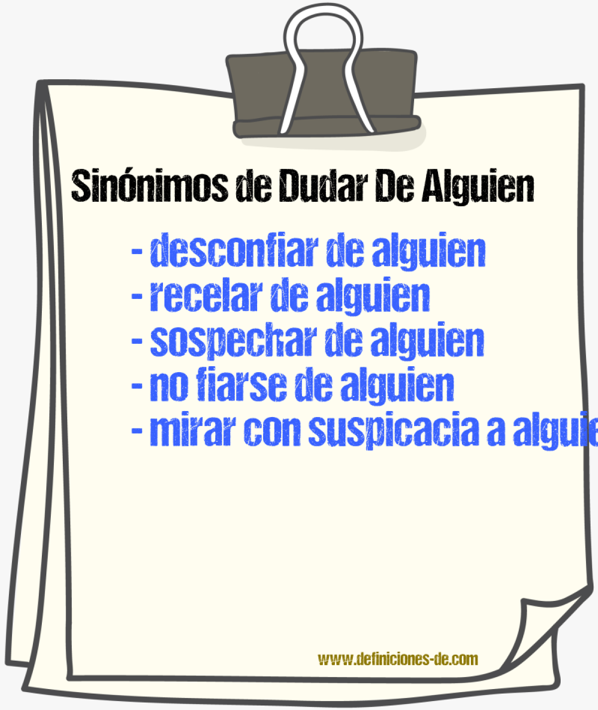 Sinónimos de dudar de alguien