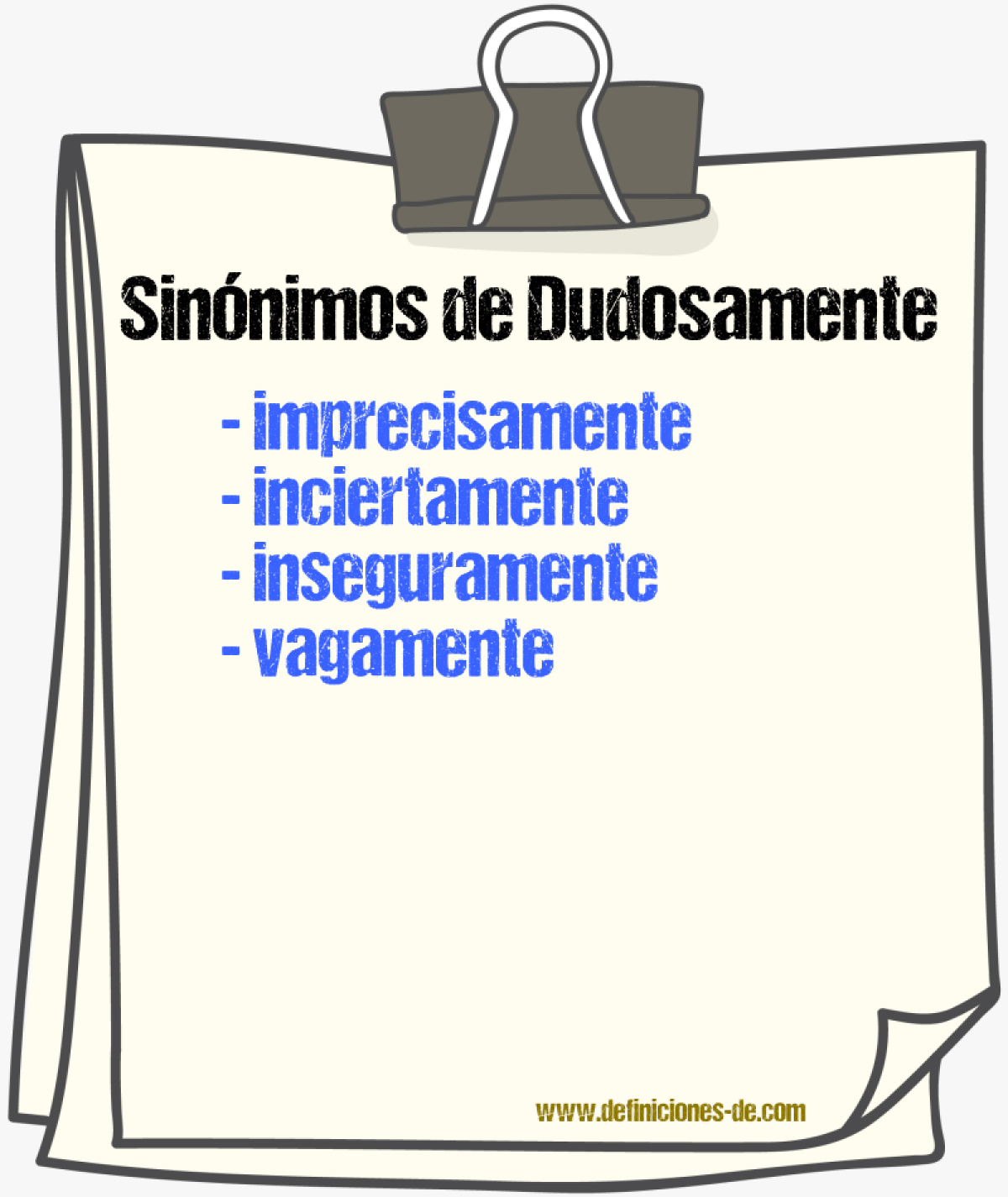 Sinnimos de dudosamente